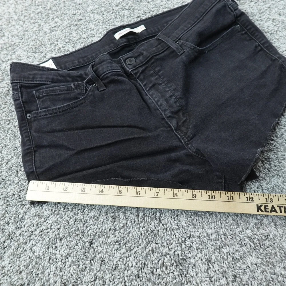 Levis Shorts Womens 33 Dark Black Denim Jean High Rise Mini Micro Booty Cut Off